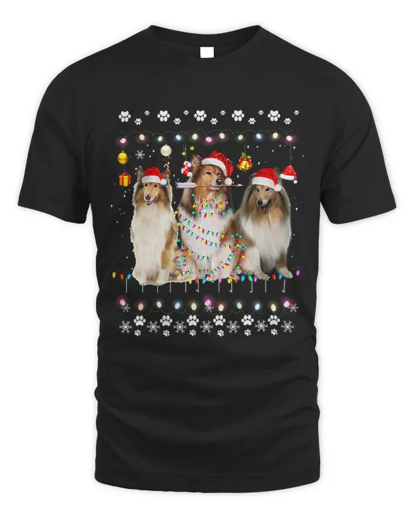 Xmas Lighting Matching Ugly Shetland Sheepdog Dog Christmas 83