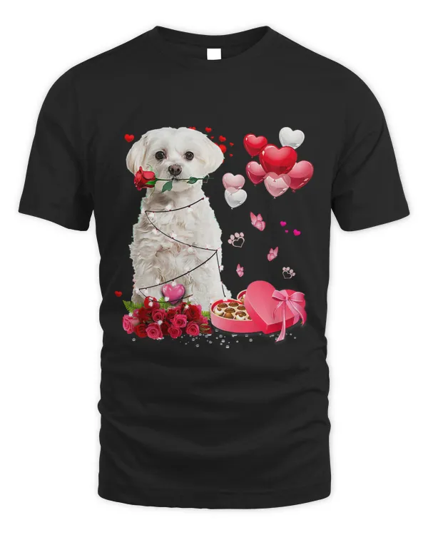 Funny Maltese Rose Heart Happy Valentine Day Dog Mom