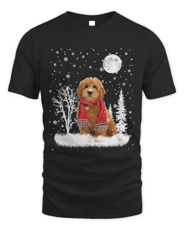 Goldendoodle Under Moonlight Snow Christmas Pajama 14