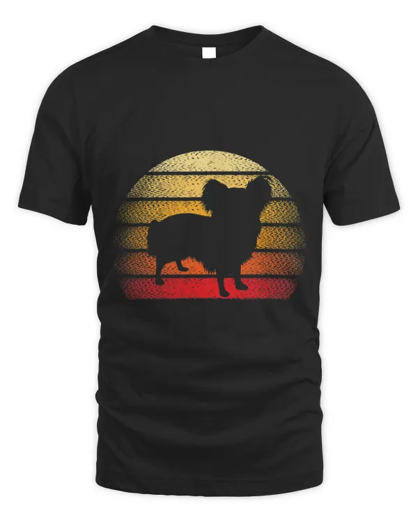 Retro Sunset Papillon Dog Lover Theme Design 449