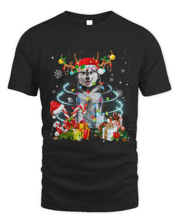 Husky Reindeer Christmas Tree Lights Pajama Dog Xmas 201