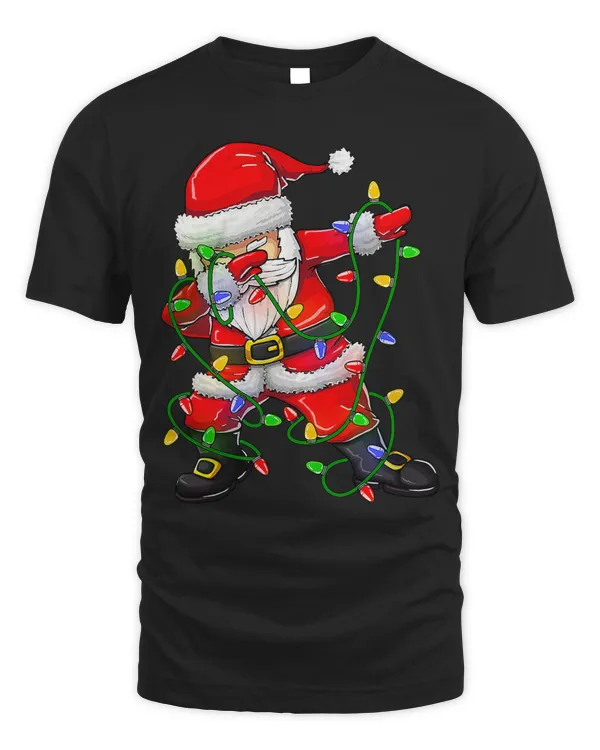 Dabbing Santa Shirt For Boys Girls Christmas Tree Lights 85