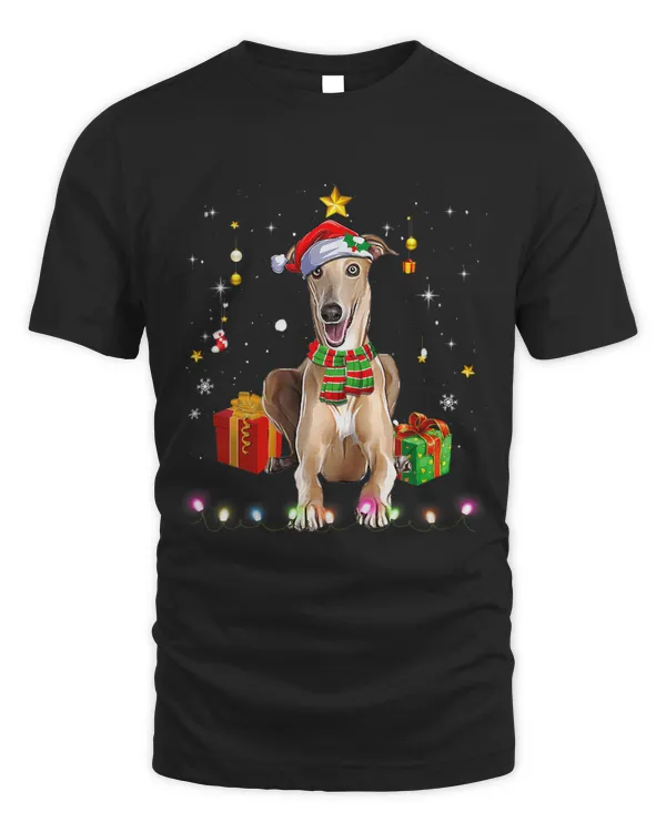 Greyhound Santa Funny Christmas Tree Lights Xmas Pjs Boys 45