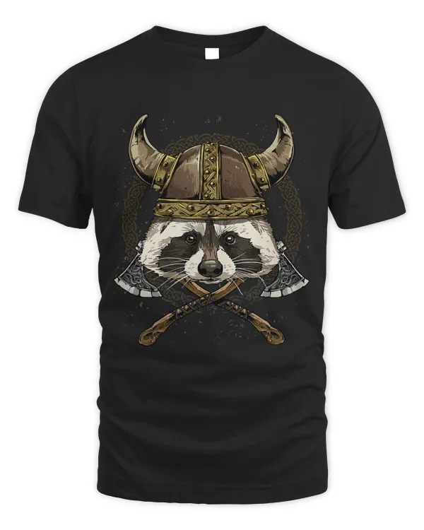 Viking Raccoon with Viking Helmet Mjolnir Axes 106