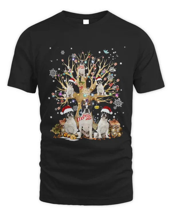 Boston Terrier Christmas Tree Lights Xmas Pajama Dog 281