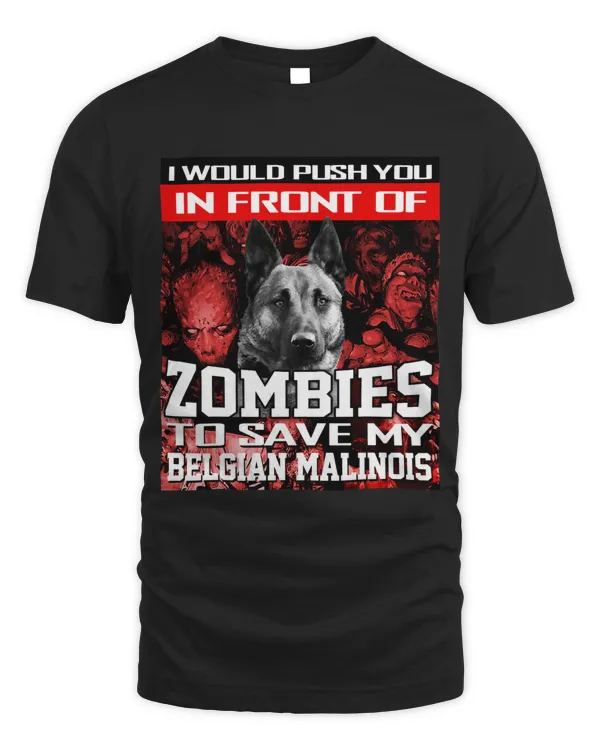 In Front Of Zombies To Save Belgian Malinois Dog Halloween