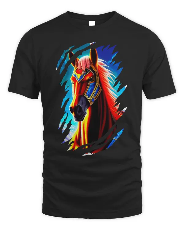 Horse. A ripped and colorful design. Funny Idea