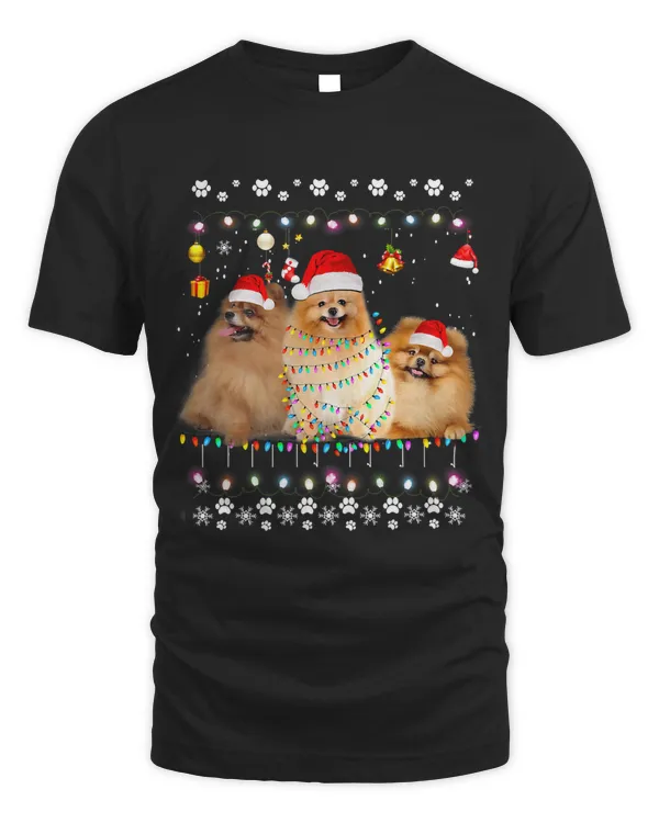 Xmas Lighting Matching Ugly Pomeranian Dog Christmas 87