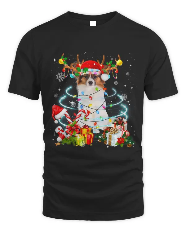 Papillon Reindeer Christmas Tree Lights Pajama Dog Xmas 205