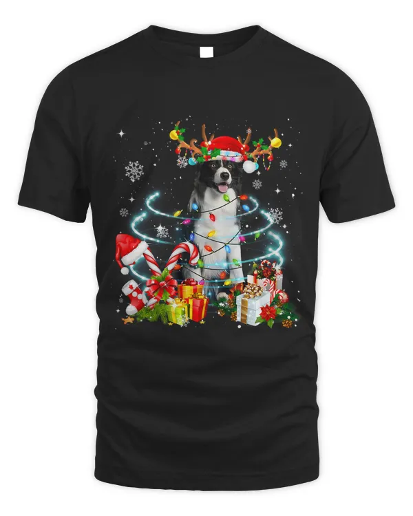 Border Collie Reindeer Christmas Tree Lights Pajama Dog Xmas 198