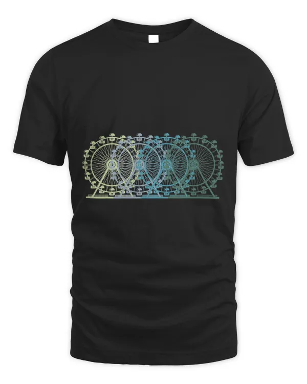 Ferris Wheel in Vintage Retro Blue and Green Color