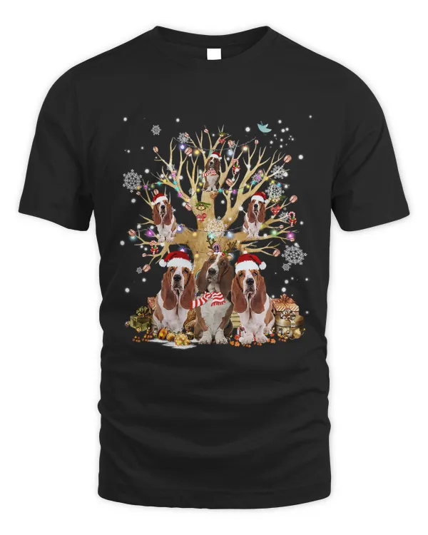 Basset Hound Christmas Tree Lights Xmas Pajama Dog 286