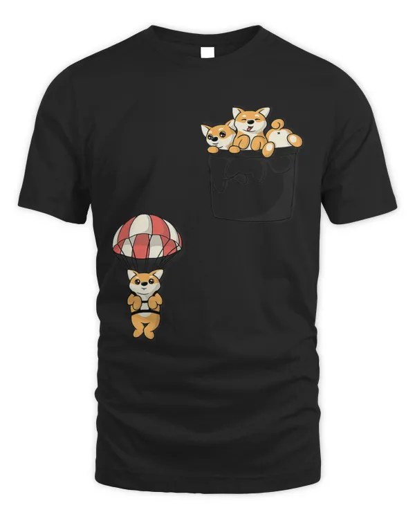 Cute Shiba Inu Puppy Playing Parachute in Pocket Dog