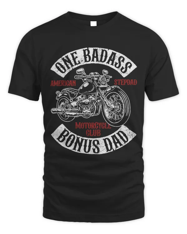 Mens One Badass Bonus Stepdad Biker Motorcycle Step Dad Gift Idea
