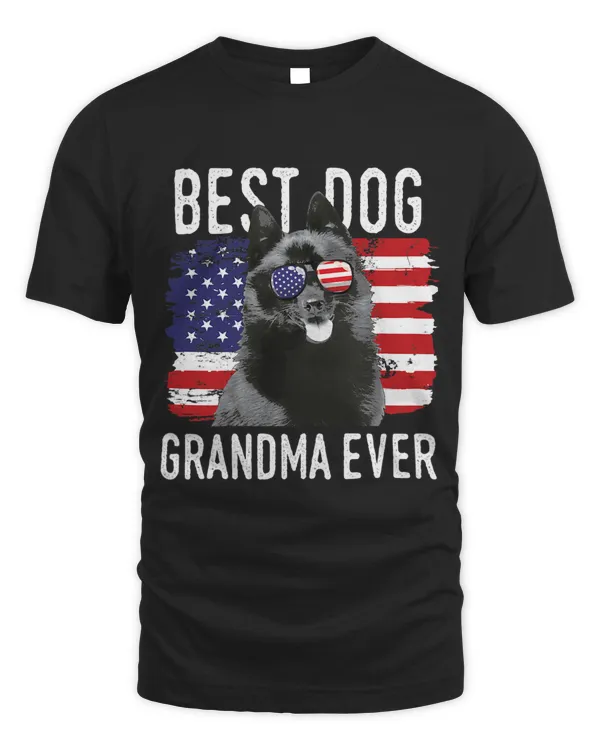 Womens American Flag Best Dog Grandma Ever Schipperke USA 24