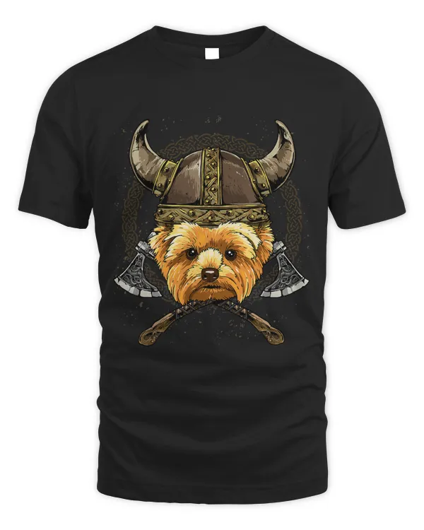 Viking Yorkshire Terrier Dog with Viking Helmet Mjolnir Axes 104