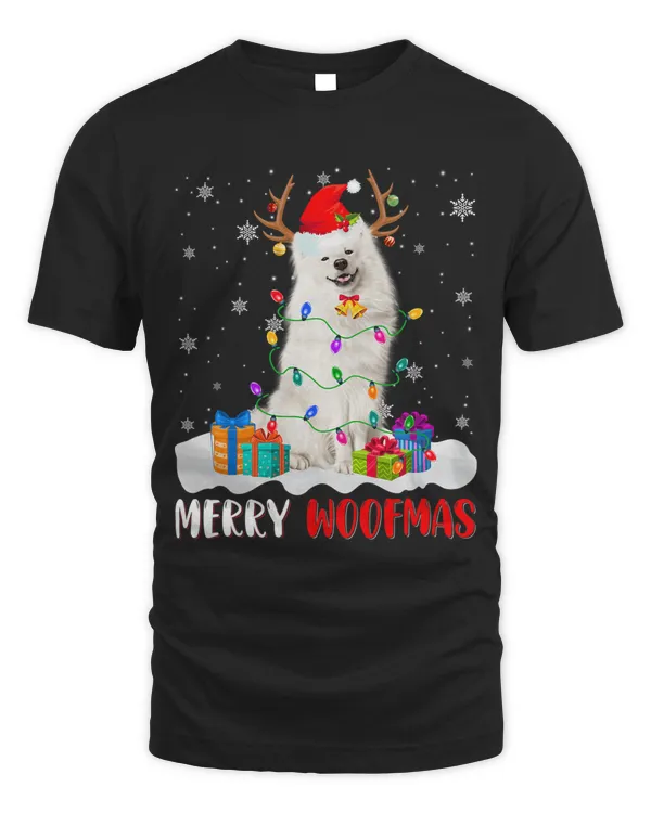 Merry Woofmas Santa American Eskimo Dog Xmas Dog Reindeer