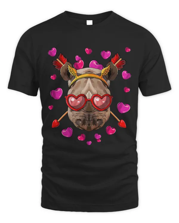 Rhino Valentines Day Animal Face Heart Glass Love Arrows