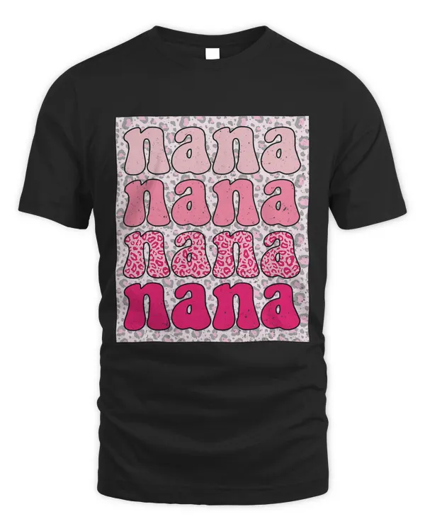 Retro Groovy Nana Pink Leopard Happy Valentines Day