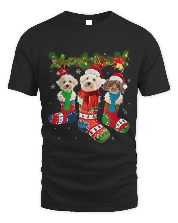 Three Schnoodles In Christmas Socks
