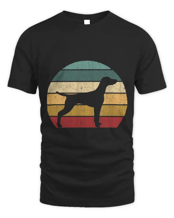 Vintage Vizsla Dog Silhouette Retro Sunset