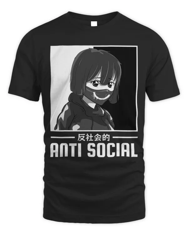 Anti-Social Japanese Sad Anime Girl Soft Grunge Emo Goth T-Shirt