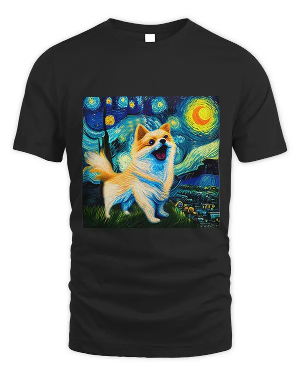 Pomeranian Dog Lover Shirt Starry Night Men Women Artistic