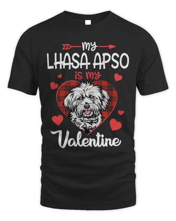 Lhasa Apso Is My Valentine Red Plaid Heart Valentine Day 152