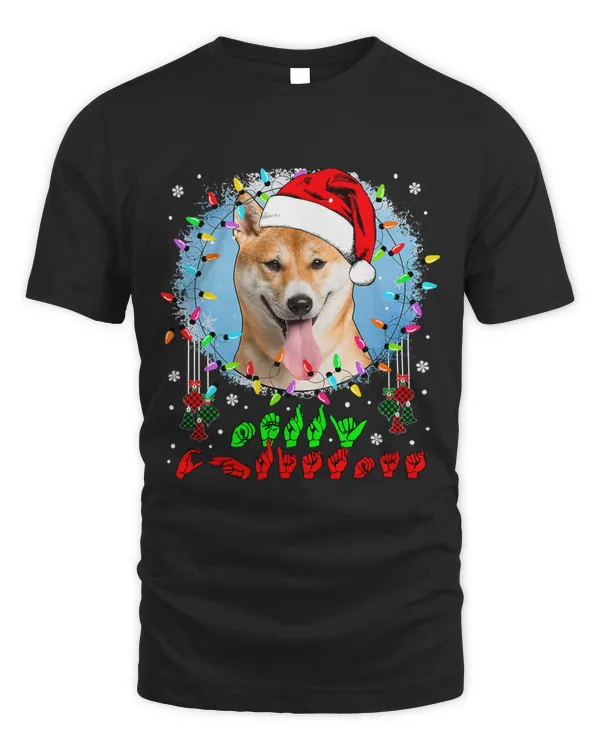 Merry Christmas Hands Sign Language Santa Shiba Inu Lover132