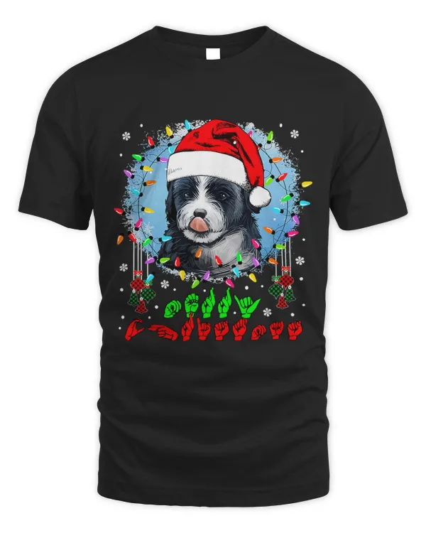 Merry Christmas Hands Sign Language Santa Bernedoodle Lover129