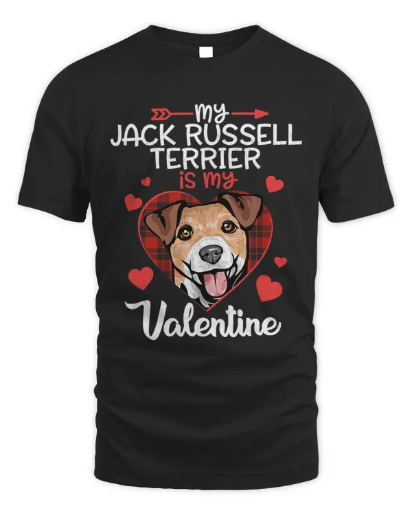 Jack Russell Terrier Is My Valentine Dog Red Plaid Heart 147