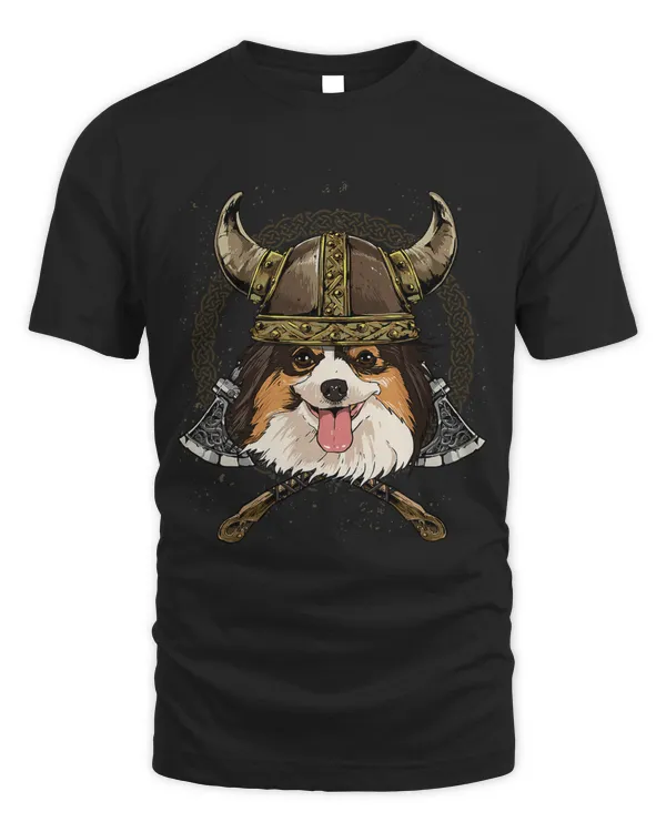 Viking Papillon Dog with Viking Helmet Mjolnir Axes 112
