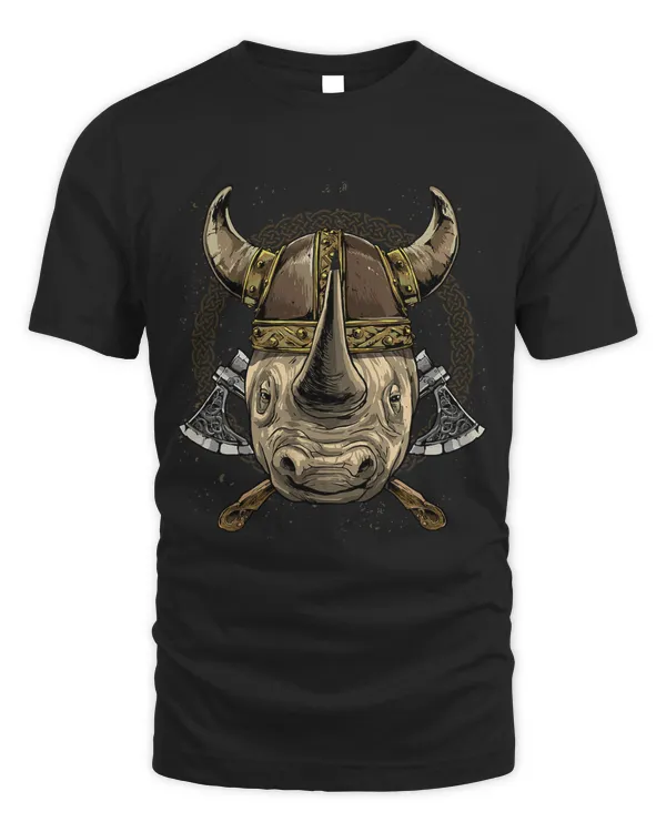 Viking Rhinoceros with Viking Helmet Mjolnir Axes 120