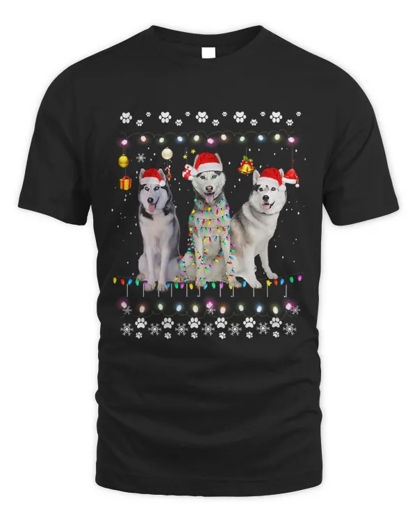 Xmas Lighting Matching Ugly Siberian Husky Dog Christmas 77
