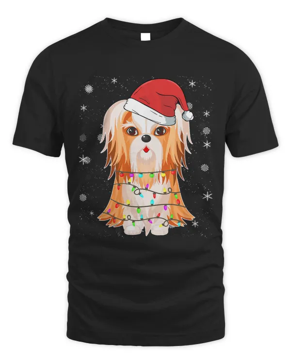 Shih Tzu Santa Hat Xmas Lights Tree Christmas Pajama Dog 94