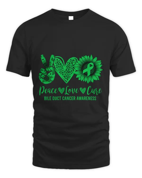Peace Love Cure Sunflower Bile Duct Cancer Awareness Warrior