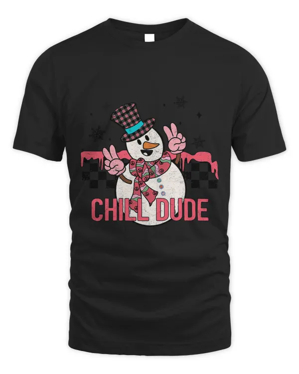 Pink Christmas Chill Dude Cute Snowman Funny Xmas Holiday 293
