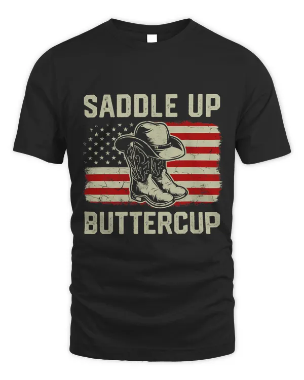 Cowboy Boots Hat Southern Saddle Up Buttercup American Flag