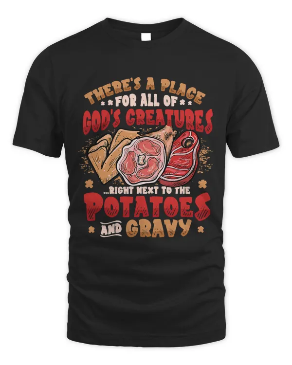 Mens Creatures Next To Potatoes And Gravy Meat Eater BBQ321