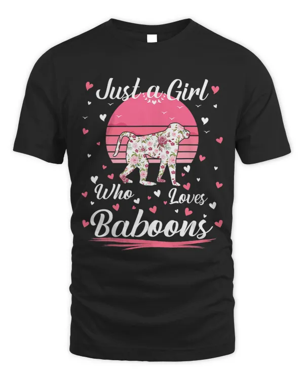 Just A Girl Who Loves Baboons Funny Baboon Lover Kids Girls 40