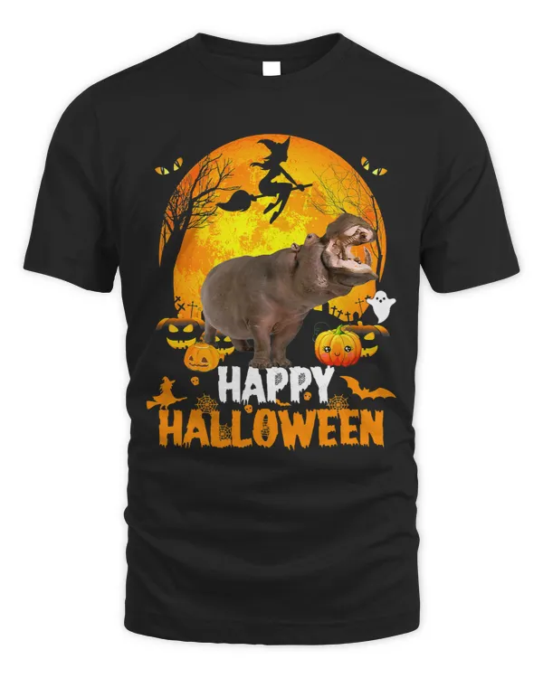 Hippo Dog Happy Halloween Day With the Moon And Pumpkin 85