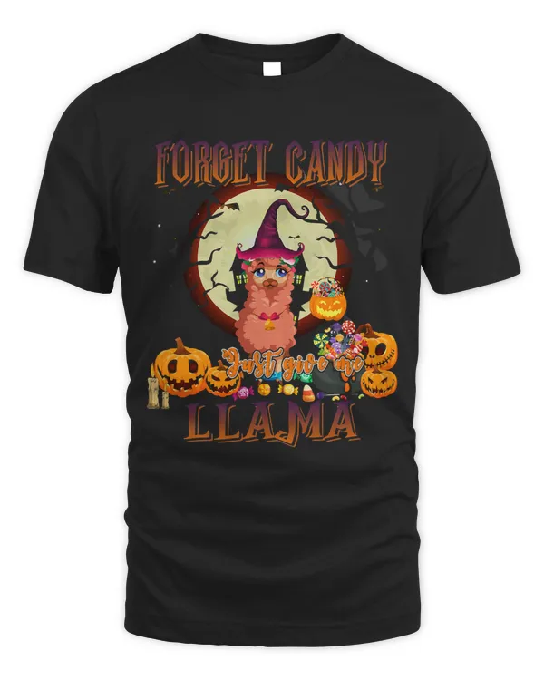 Forget Candy Just Give Me Llamas Funny Pumpkin Halloween 196