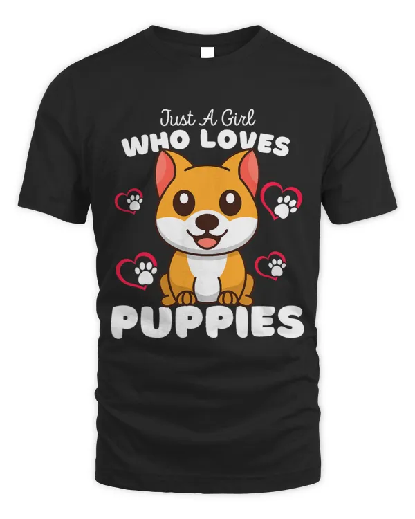 Just A Girl Who Loves Puppies Cute Dog Lover Kids 213