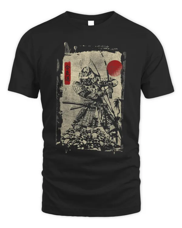 Hand Drawn Japanese Samurai Vintage Swordsman Anime Bushido