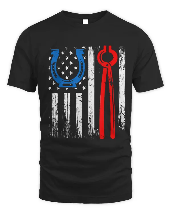 US American Flag Farrier Hoof Blacksmith Horseshoe Iron