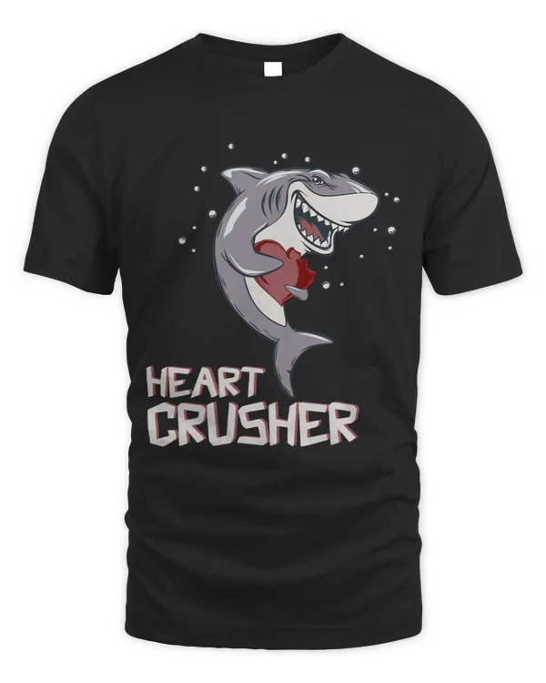 Heart Shark Crusher Valentines Day Cute V Day Boys Kids