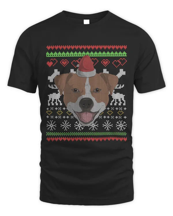 English Staffordshire Dog Santa Claus Ugly Christmas XMas