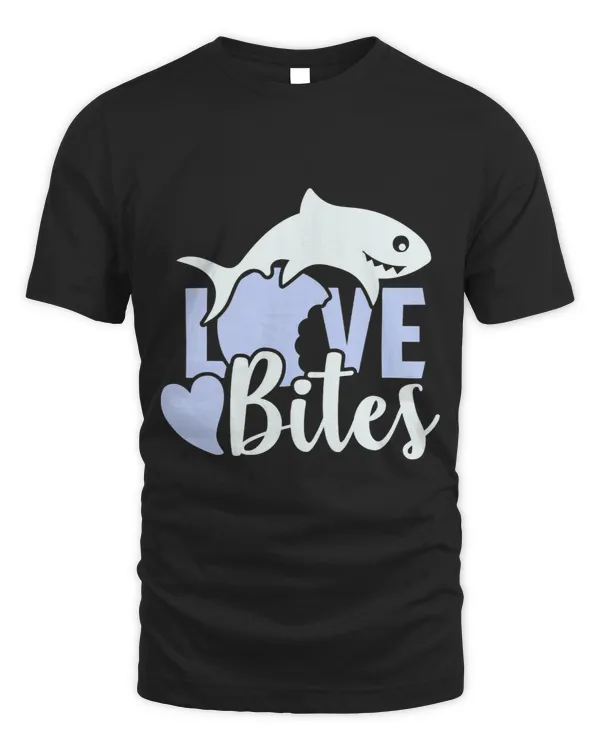 Love Bites Funny Valentines Shark Apple Bite Mom Dad Kids 2