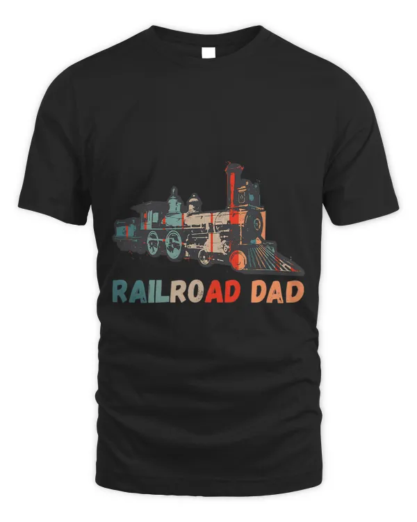 Mens Railroad Dad Locomotive Father Engineer Railroad Lover