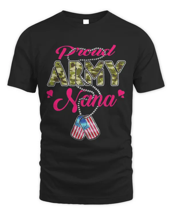 Proud Army Nana US Flag Camo Dog Tags Military Grandmother